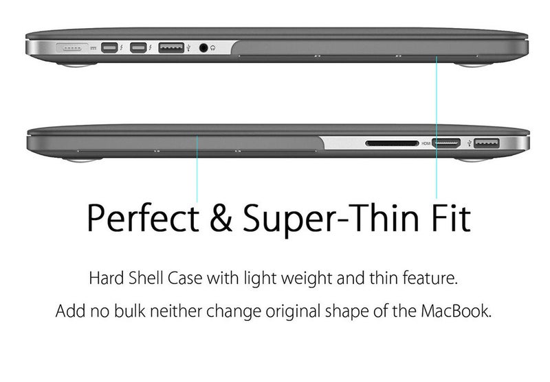 UESWILL Smooth Matte Hard Case Cover Compatible with (Mid 2012-Mid 2015) MacBook Pro 15 inch with Retina Display (No Touch Bar, No CD-ROM) (Model: A1398), Gray - Image 5